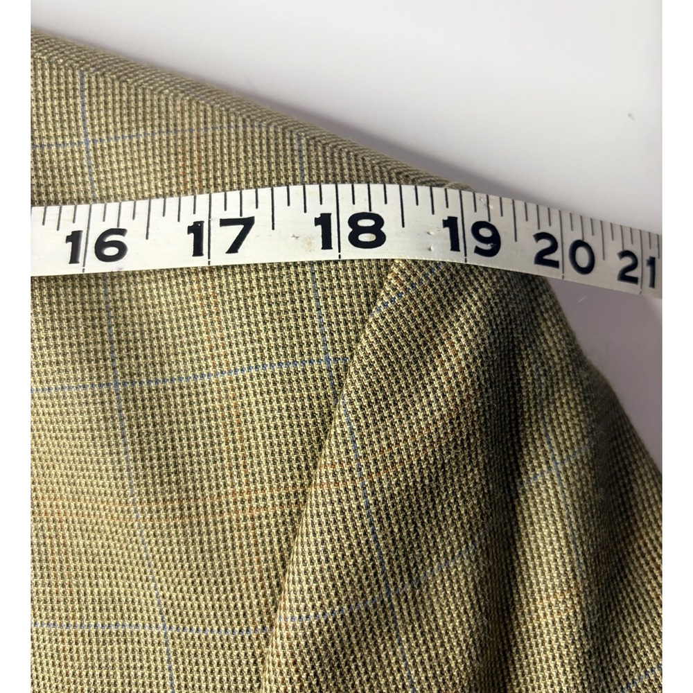 Lauren Ralph Lauren Sport Coat Blazer 44R Tan‎ Windowpane Silk Linen Wool Jacket - Picture 9 of 13